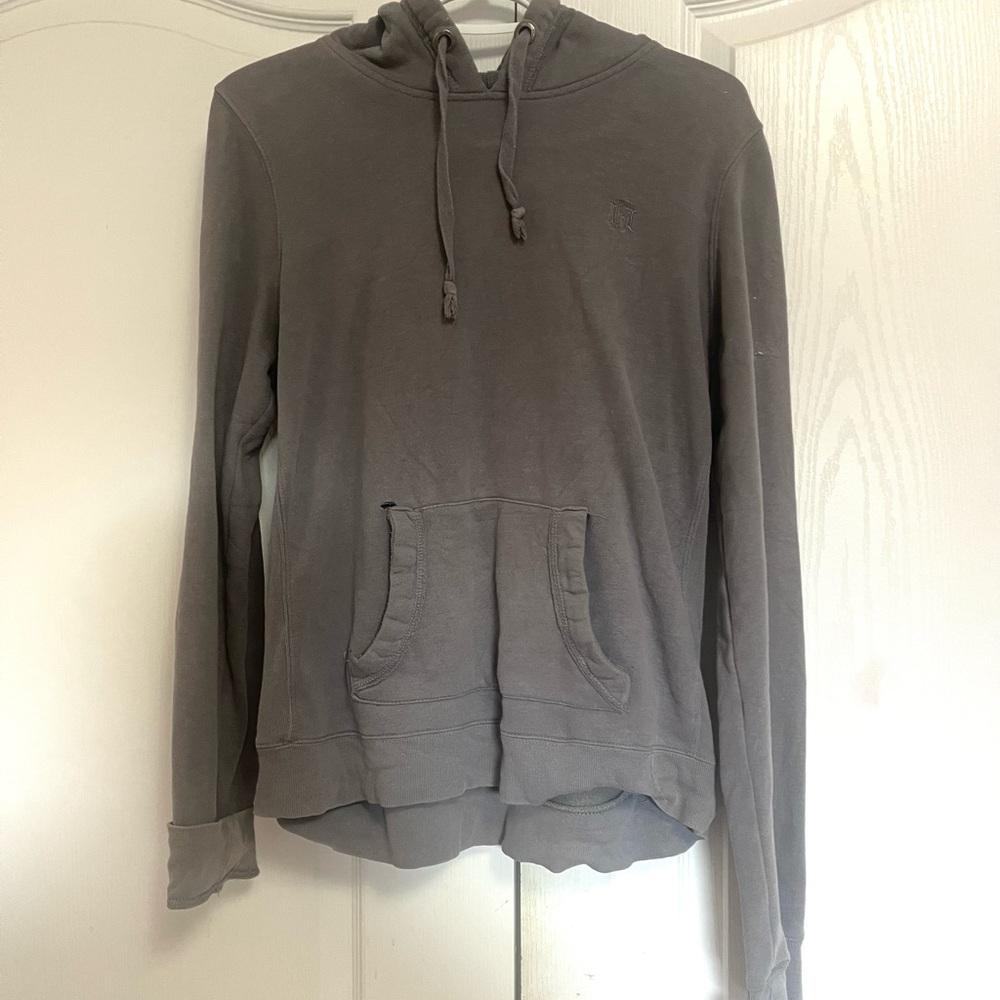 Gray Drawstring Hoodie with Front Pocket